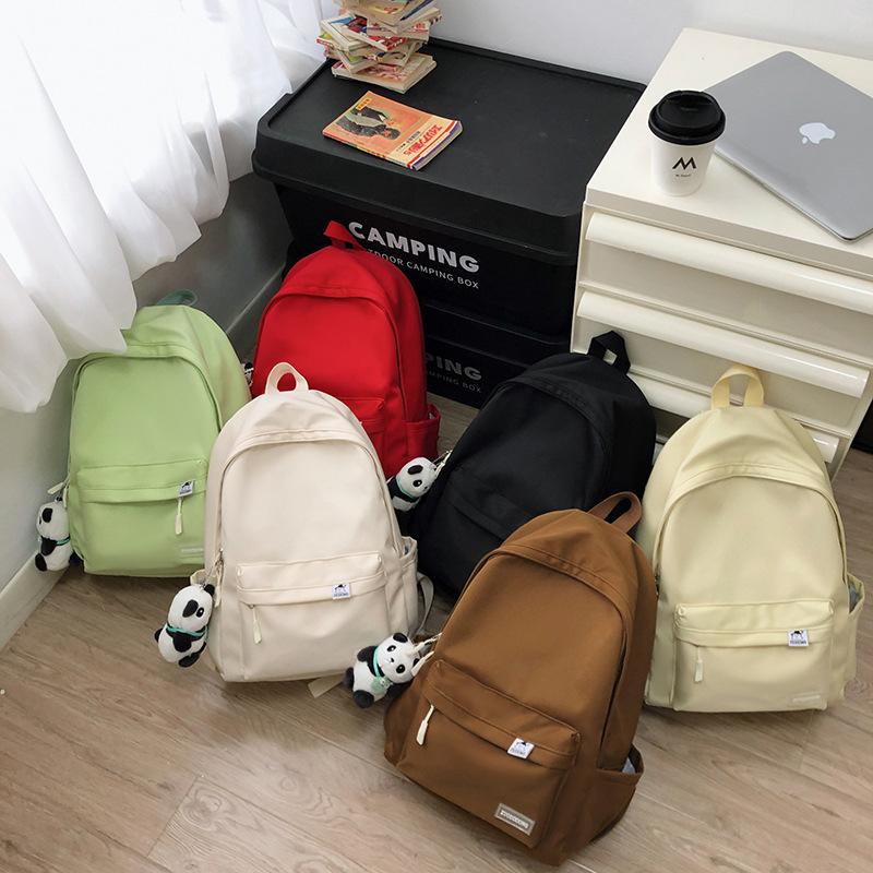 Casual Schoolbag Solid Color School Large Capacity Female Primary School Student Junior High School High School Student Nylon Backpack