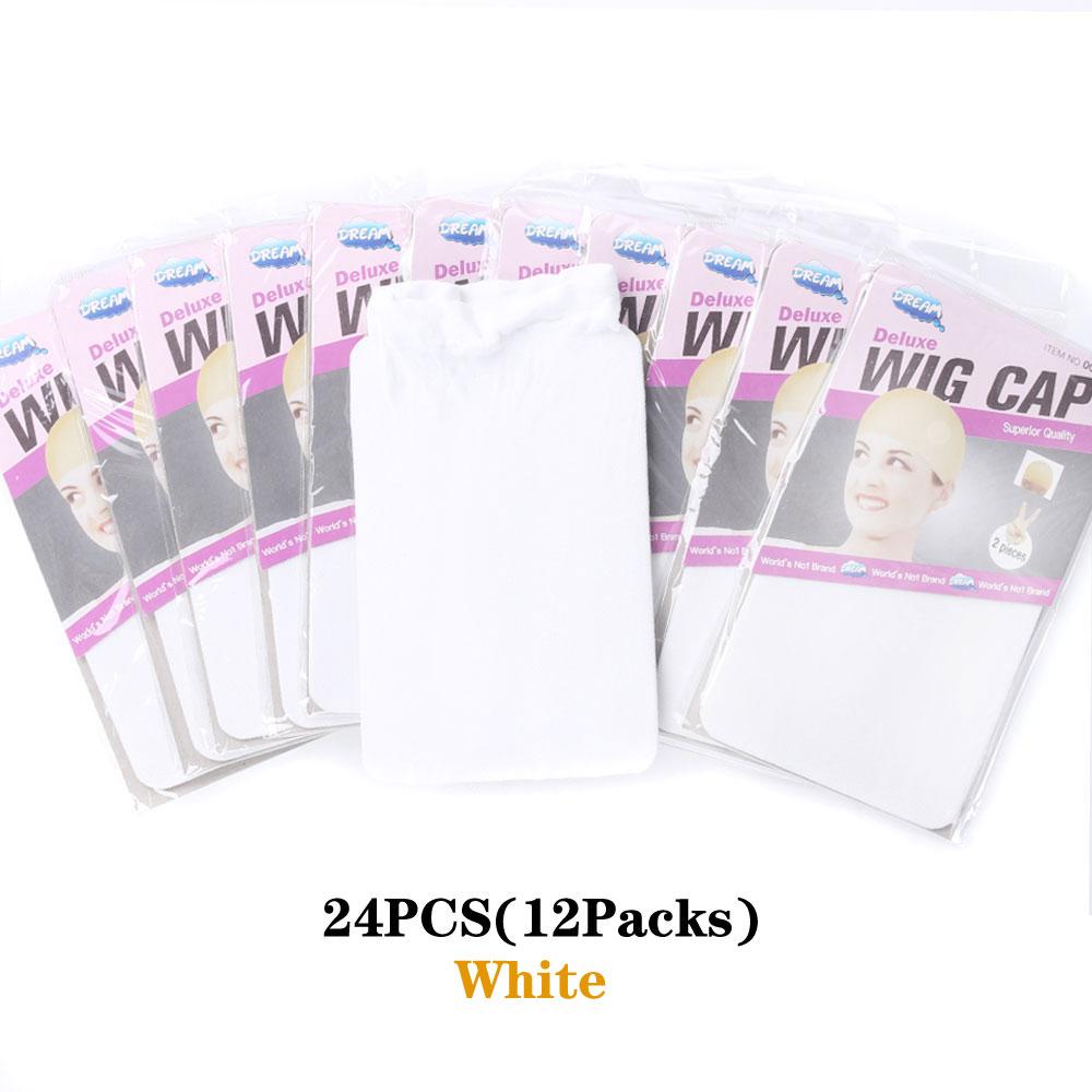 24Pieces (12 Packs) Wig Cap Fashion Stretchable Hair Nets 2Pcs/Pack Stocking Hair Cap Free Size Nylon Mesh Wig Net Free 2028
