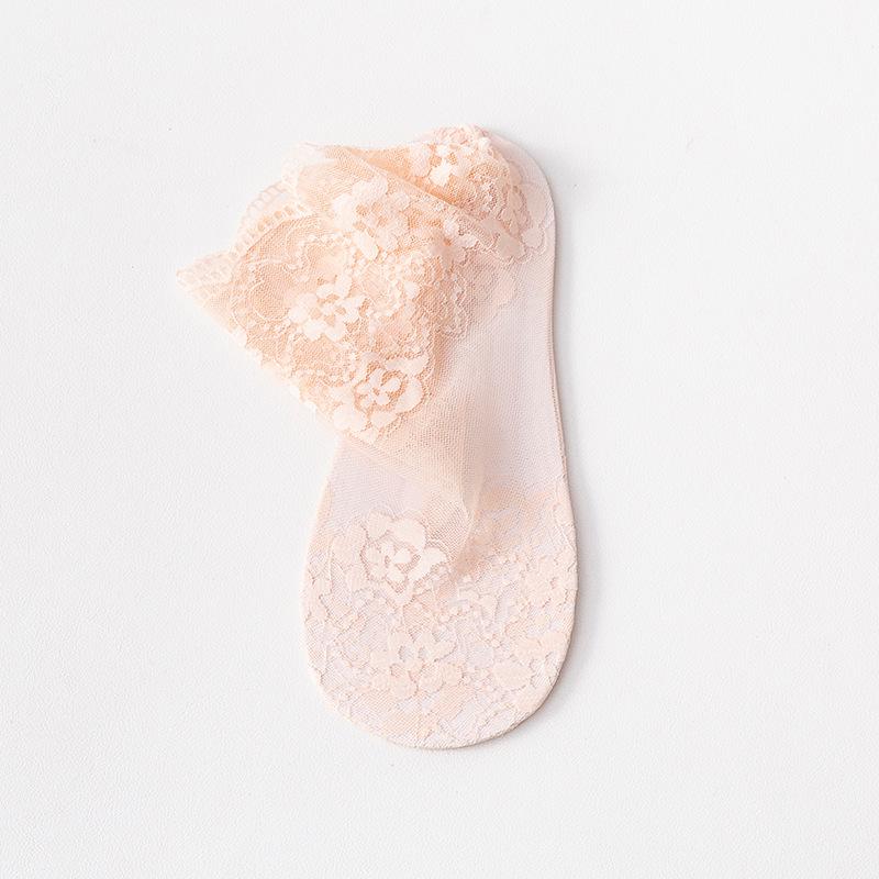 Women s Thin Breathable Cotton Lace Socks - Summer, Spring & Autumn Collection, Sexy Short Style One Size розовый