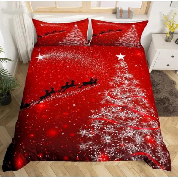 Santa Claus Bed Three-Piece Set, Digital Print Quilt Cover Sheet Set
