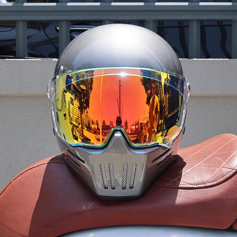 Vintage Full Face Motorcycle Helmet Men Women All Weather DOT Certified ABS Windproof Comfort Liner Motorbike Gear