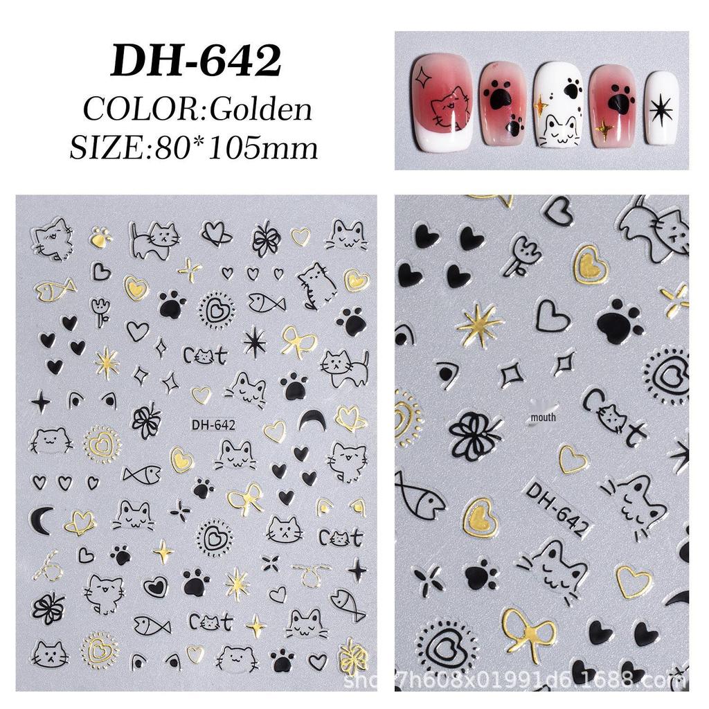 Graffiti Cartoon Kitten Nail Art Stickers - Hand-Painted Puppy & Cat Design