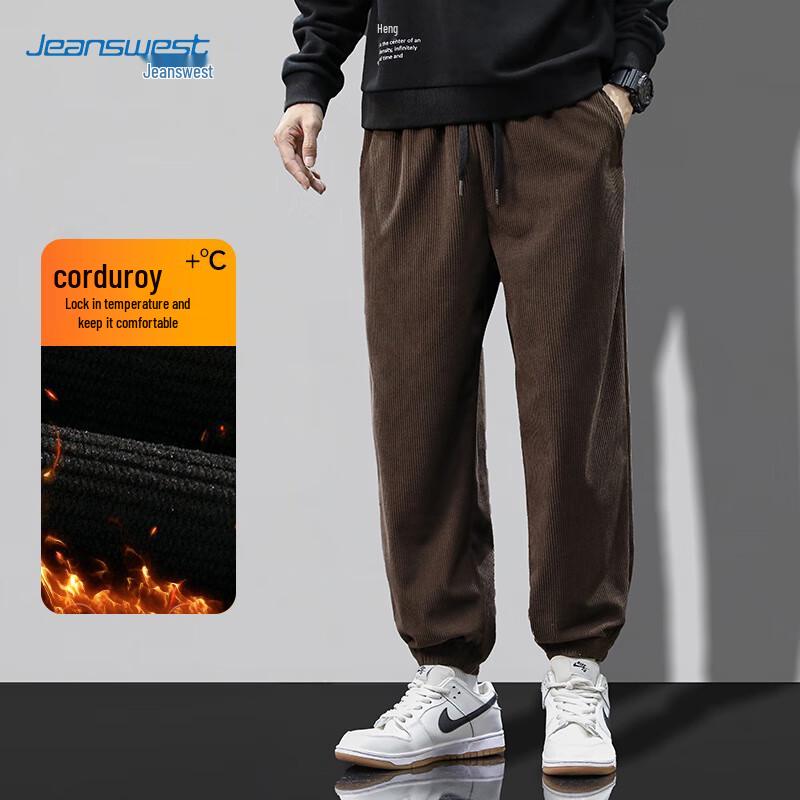 

JEANSWEST Men s Loose Fit Corduroy Fleece-Lined Jogger Pants 2XL