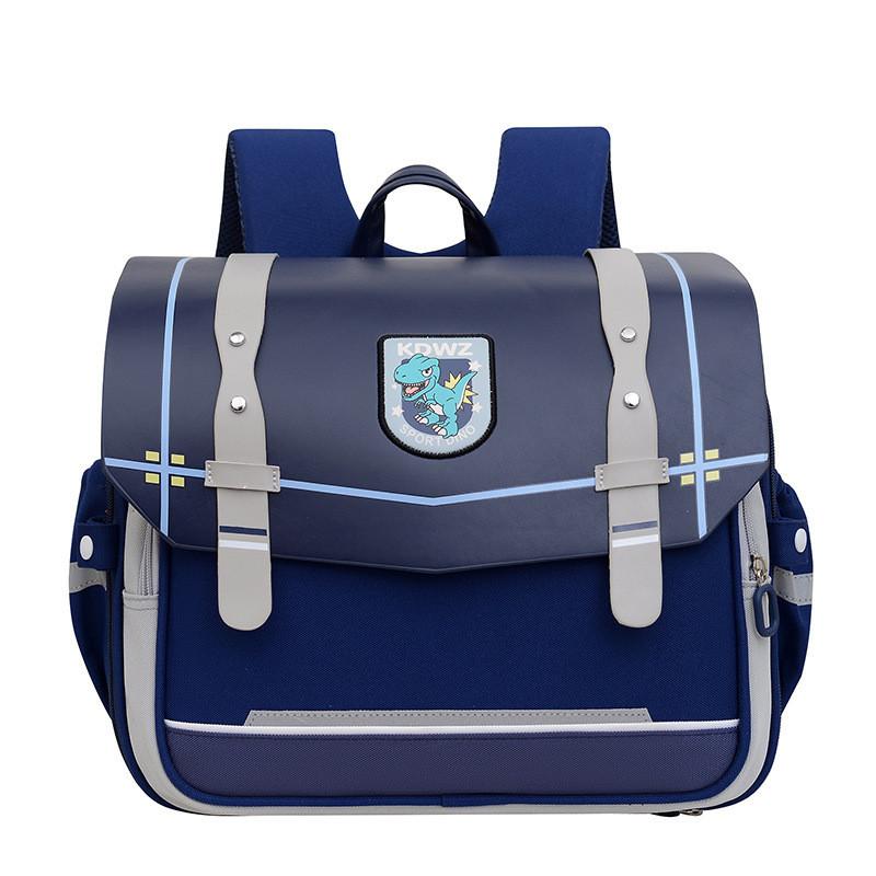 Stylish Nylon School Bag For Children With Adorable Cartoon Pattern Navy