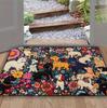 Washable Retro Style Dog and Flower Pattern Home Mat Entrance Laundry Room Living Room Door Decoration Home Decoration Mats