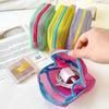1pcs Square Mesh Cosmetic Bag Portable Dopamine Color With Zipper Multi-Purpose Mesh Toiletry Sundries Storage Key Cosmetics Bag