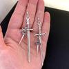Swords Moon Earrings Witchy Warrior Pagan Viking Gothic Silver Color Gift for Women