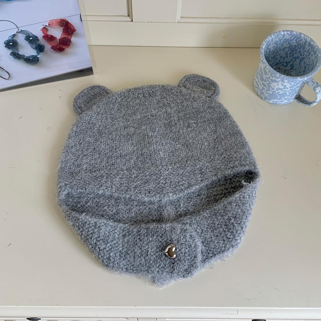 Fashion Cute Bear Ears Knitted Wool Hat Women's Autumn and Winter New Student Girl Warm Ear Protection Wool Hat