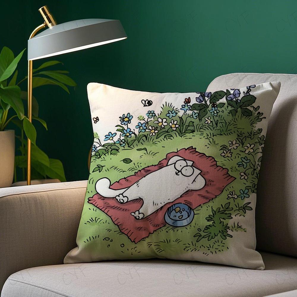 KawaiiS-Simons Cat B Cushion Cover Pillow Case Pillowcase Anti-dustmite Pillow Invisible zipper silky short plush Sofa cushion
