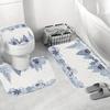 4Pcs Luxury  Christmas Snowscape Shower Curtain Sets for Bathroom Non-Slip Bathroom Rugs Lid Toilet Cover Bath Mat