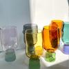 Color Blocked Goblet Glass Whisky Wine Glass Borosilicate  Heat-resistant Glass Coffee Glass