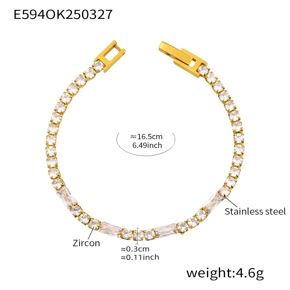 316 Stainless Steel Gold-Plated Luxury Bangle for Women Fashion Square Round Colorful Zirconia Bracelet Female Charms Zircon