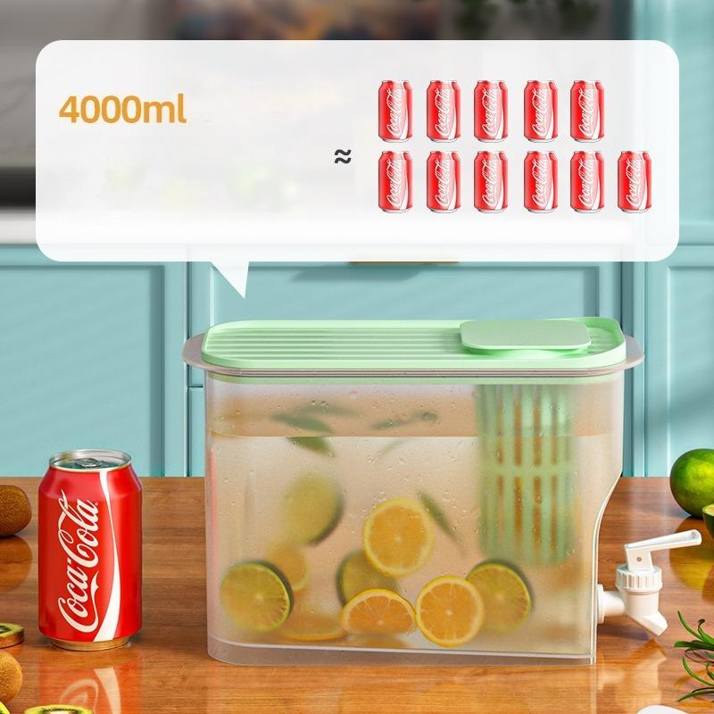 Refrigerator Water Pitcher with Faucet, Fruit Tea Ice Water Pitcher, Large Capacity Household Beverage Container.