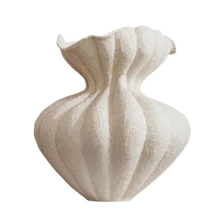 Ceramic Vase French Vintage Lace Flower Arrangement Accessories Flower Vase Ceramic Handicraft Ornaments Home Decoration