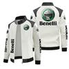 [European size velvet] Beinelli locomotive logo leather jacket large size printed autumn and winter jacket pu high-end men's clip