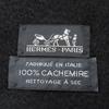 Great HERMES Logo embroidered fringe extra large shawl stole black cashmere Used