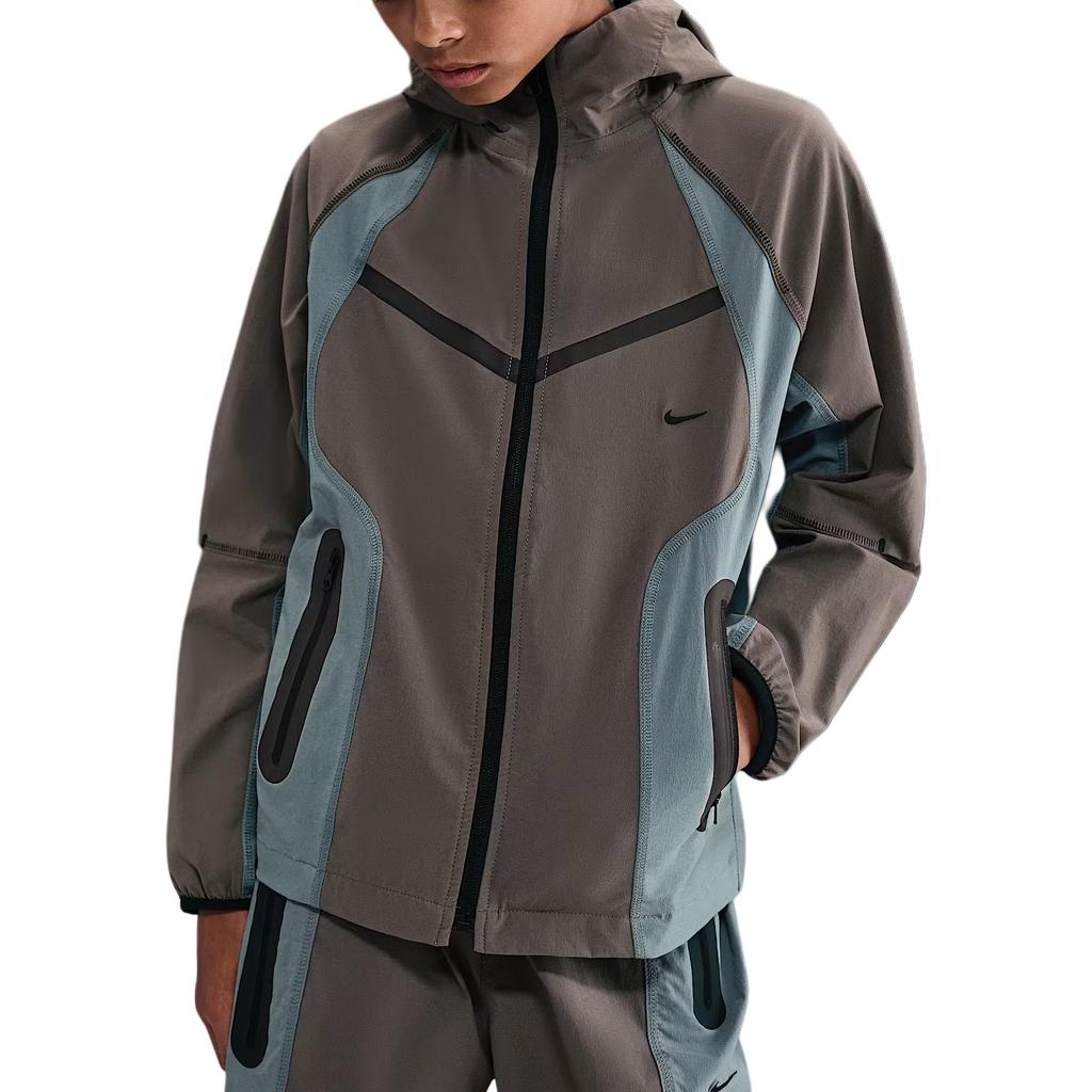 Nike Color Block Logo Reißverschluss Hoodie Kinderjacken Grau II3623-289