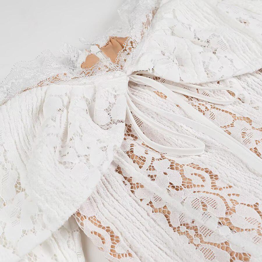 2024 Winter Collection: Women's European & American Style One-Shoulder Lace Dress