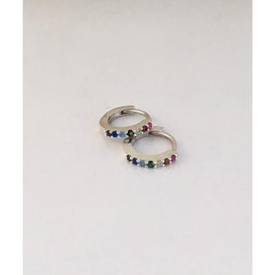 [4Xtyle] (Silver925) Rainbow Cubic Onetouch Earring