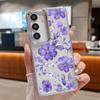 Cartoon Flowers Pattern Case For Samsung S26 S25 Ultra S24 FE S23 Plus S22 S21 A15 A16 A17 A35 A36 A37 A54 A55 A56 A57 5G Plating Lens Soft Cover
