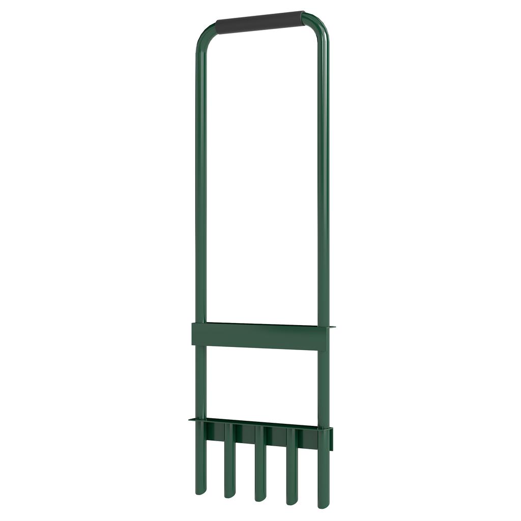 Manual Lawn Aerator, 5 Hollow Prongs, Non-Slip Handle, Dark Green