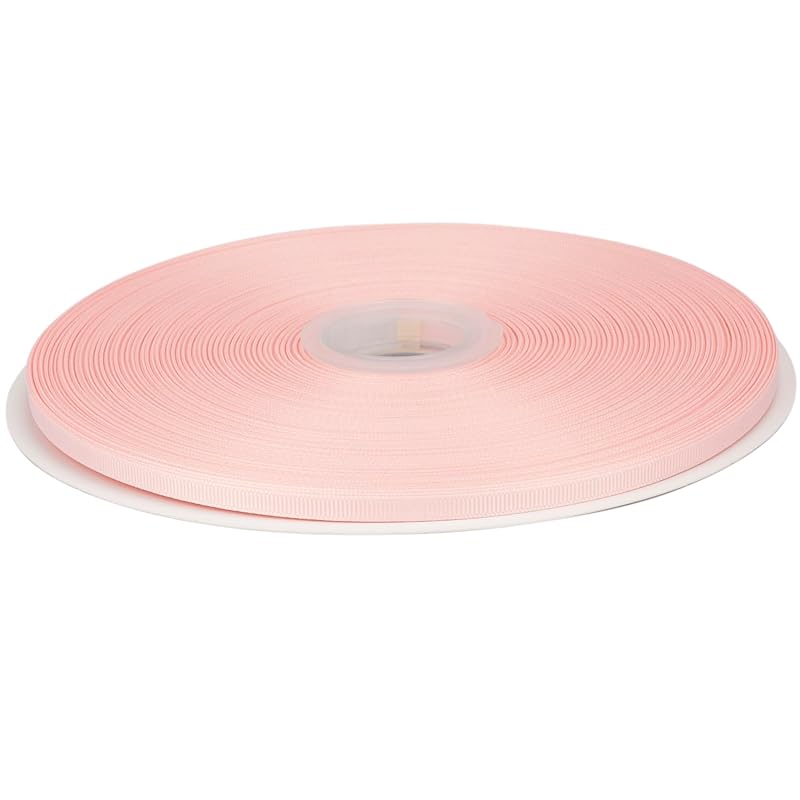 

[Tekdeere]Width 6mm solid light pink grosgrain ribbon, perfect for gift wrapping, sewing, hair accessories, wedding decoration - 91m/roll