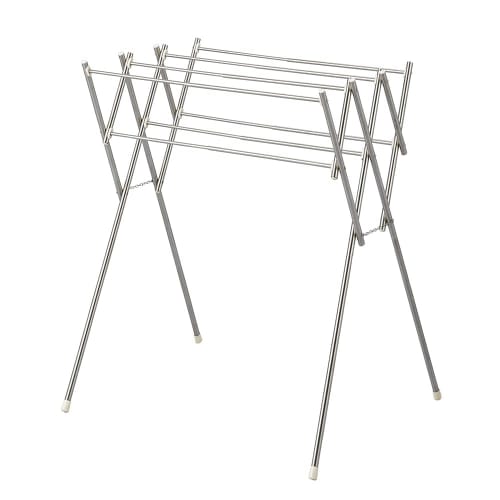 Bestco Stainless Steel Small Item Drying Rack, Lightweight, Compact Storage, Extendable, Width 42-70cm x Depth 60cm x Height 78cm, Light Gray, NY-291