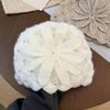 Flower Decorated Knitted Cap Warm Women's Beanie Retro Woolen Cap  Outdoor