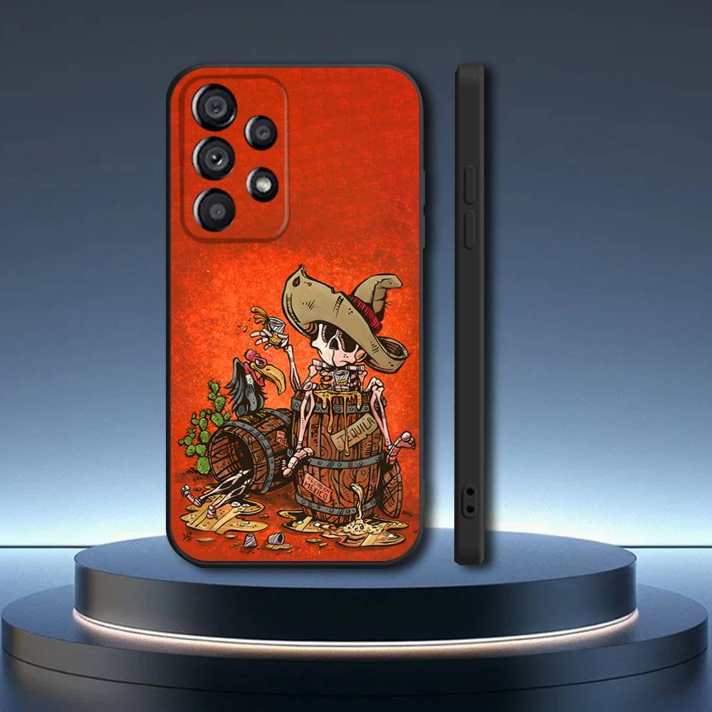 Day of the Dead Mexican Catrina Skull Phone Case For Samsung Galaxy A73,31,32,72,41,53,52,71,22,5G,Note,J7,8,9 Soft Black Cover