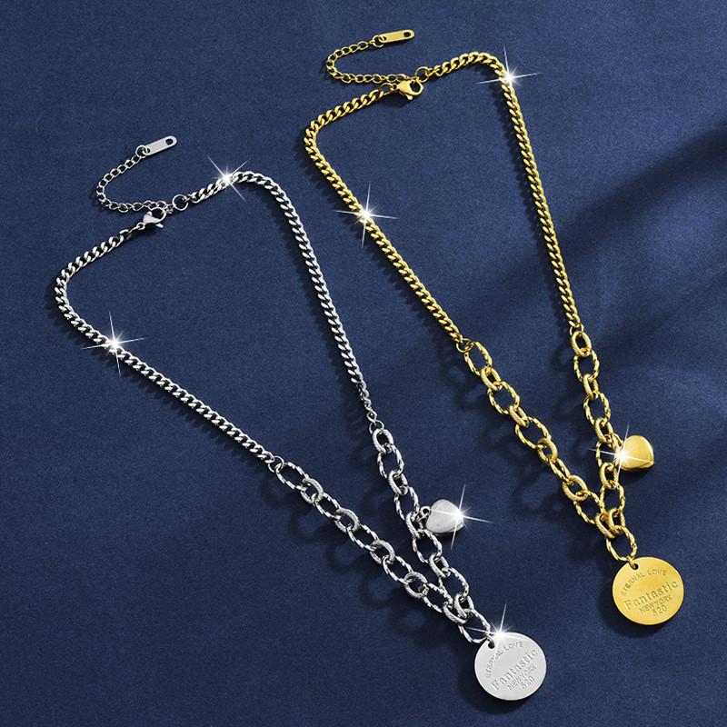 Geometrische Titanstahlkette mit Kreisanhänger für Damen und Herren