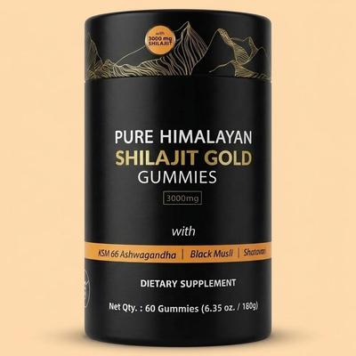 Pure Himalayan Shilajit Gold Gummies 3000mg with Ashwagandha – 60 Vegan Gummies