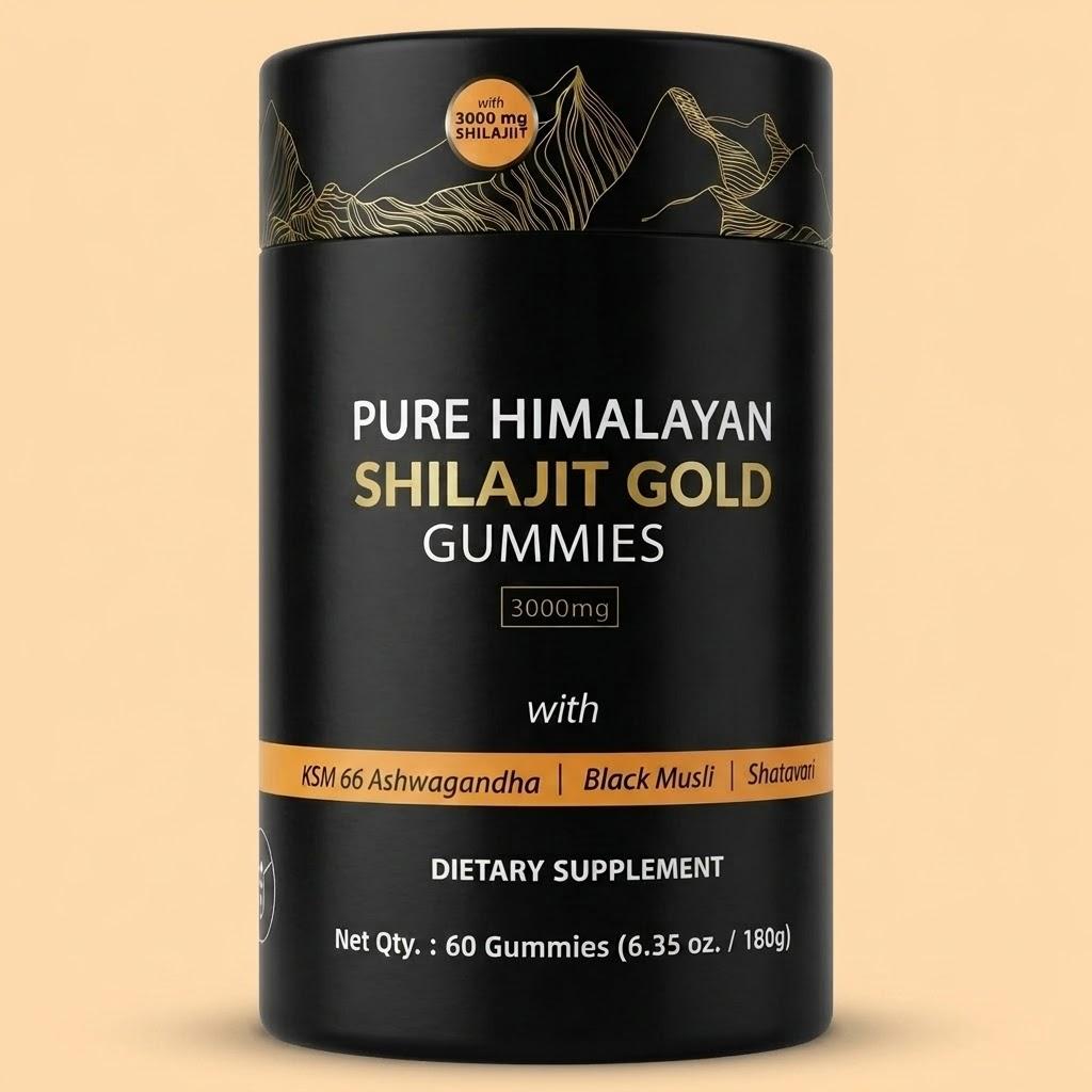 Čisté himalájske Shilajit Gold Gummies 3000 mg s Ašvagandou – 60 vegánskych gummies 1pack