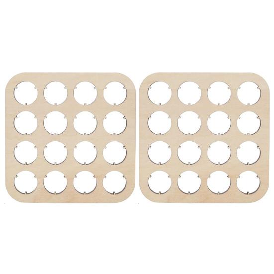 16-Slot Bottle Cap Organizer Wooden Beer Cap Display Stand Square Bottle Cap Coaster for Beer Cap Collection Home Decor Bar Display