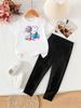 Summer Girls' Fashionable Two-Piece Clothing Set: Short Sleeve Top & Printed Long Pants
