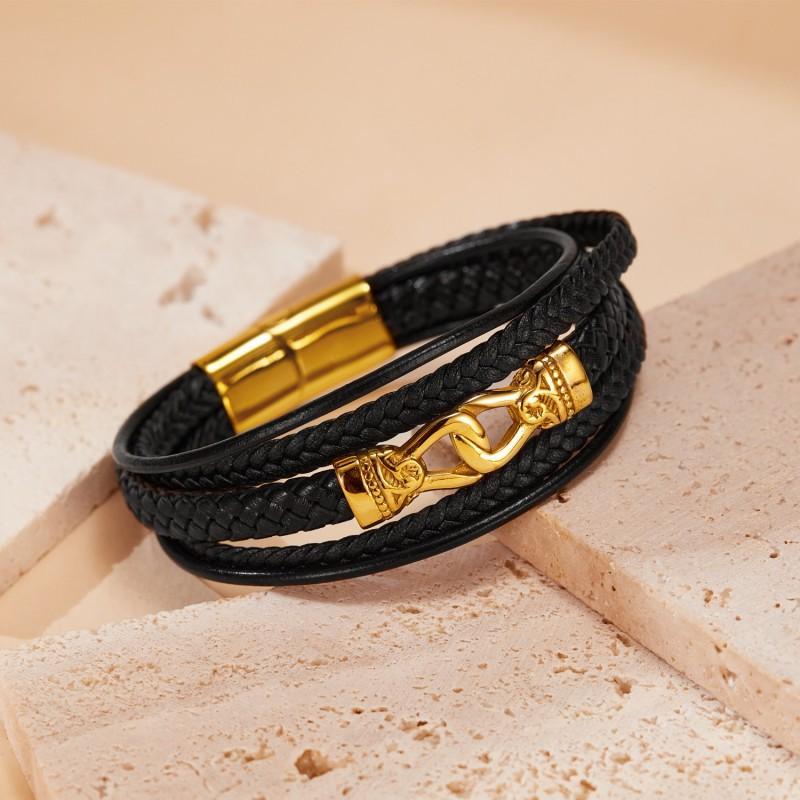 Hot Selling Hand Woven Leather Jewelry European American Personalized Trend Multi-layer Bracelet Men