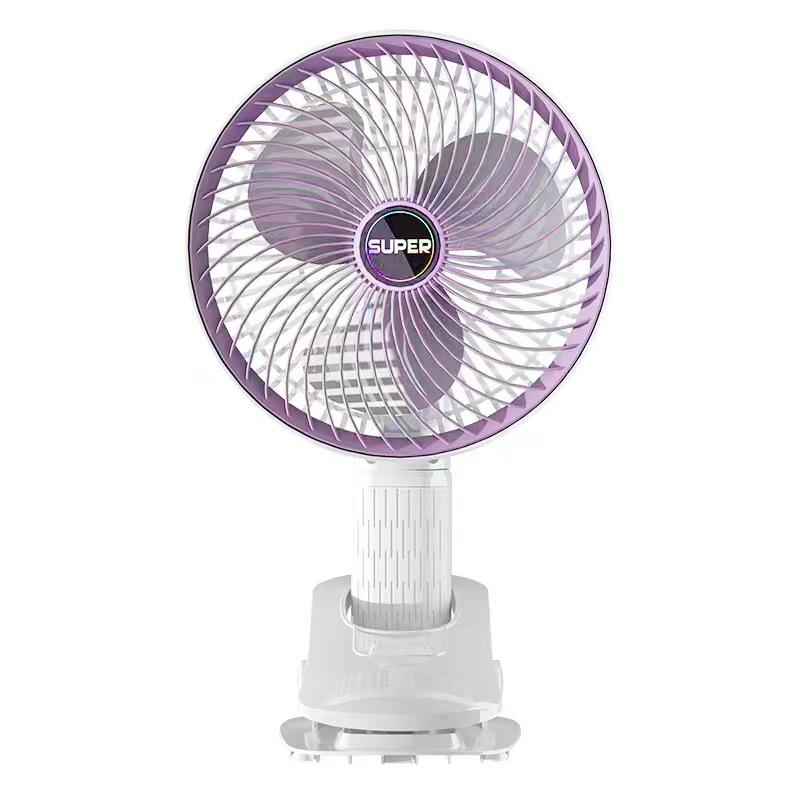 Portable USB Rechargeable Clip & Wall-Mount Fan White & Gray [6-inch direct plug] no switch