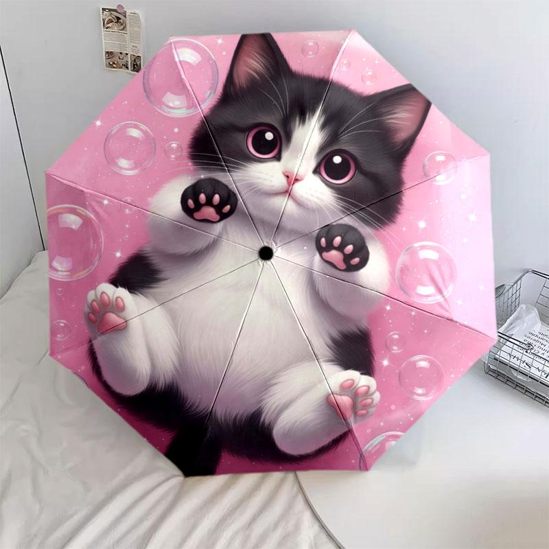 Black white animals Pattern Pattern New Style Umbrella, 1 Piece Automatic Folding Umbrella, Portable Travel Umbrella, Outdoor Umbrella, Birthday Gift