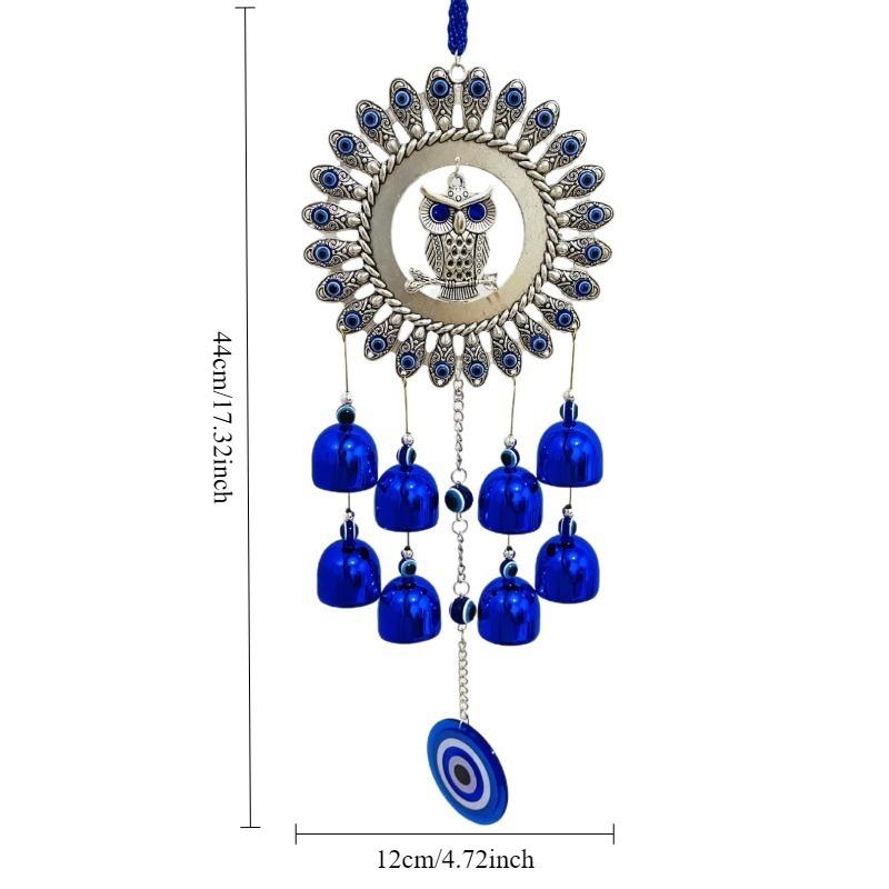 1pcs Evil Eye Metal Wind Chimes with Bells Owl Hand Elephant Design Hanging Pendant for Garden Patio Home Decor