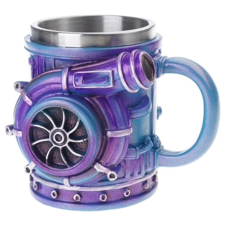 3D Turbocharger Design Stainless Steel Coffee Cup Mechanical Engine Drinkware Mug for Automotive Fan and Gift Giving