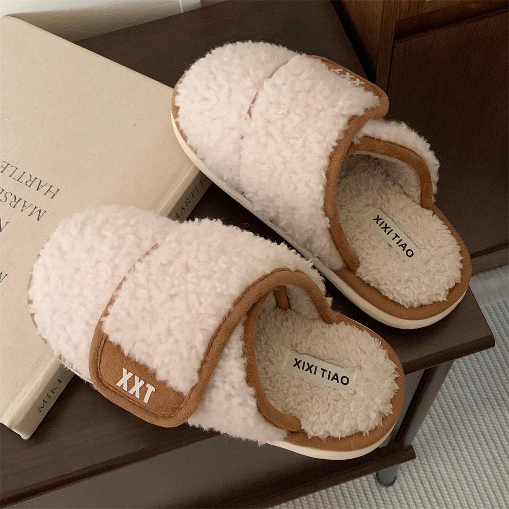 

Fashion Women Vintage Cotton Slippers Autumn Winter Fashion Indoor Warm Non Slip Home Shoes Lightweight Comfortable Thicken Plush Shoes 36-37 бежевый