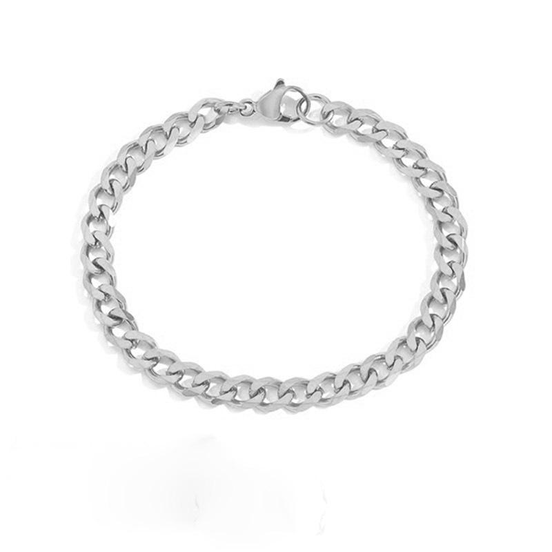 eManco Stainless Steel Cuban Chain Stacking Bracelet, 4MM/6MM/8MM, Fashion Jewelry.