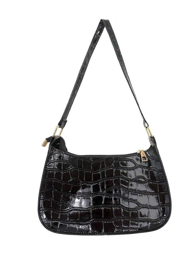 Vintage Patent Leather Shoulder Bag Fashion Women's Handbags Casual Designer Hobos Underarm Bag