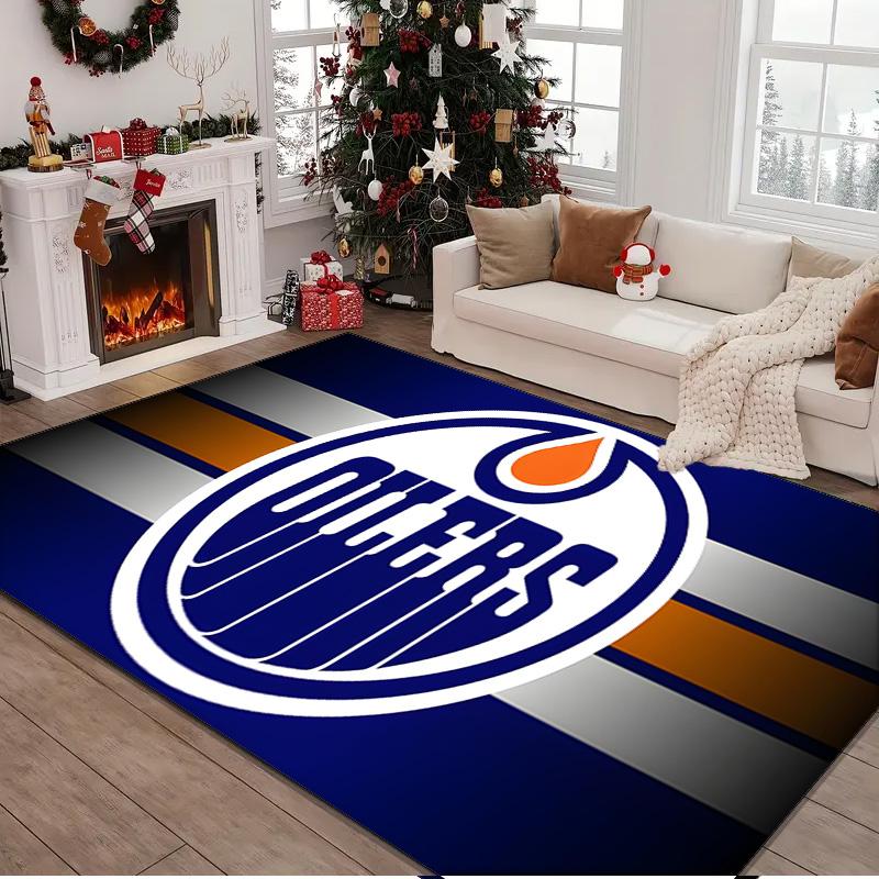 Edmonton Oilers Rug Area rug for Livingroom, Bedroom, Palyroom, Chair Rug, Office Rug, Floor mat, Large Size Fan Christmas Birthday gift