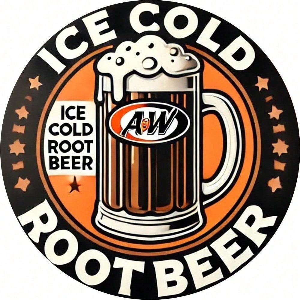 Vintage Tin Sign A&W Root Beer Retro Americana Decor 8x8 Inch Metal Wall Art