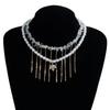 Vintage Pearls Tassels Choker Necklace for Women Elegant Neck Chain Handmade Layered Statement Jewelry Gift