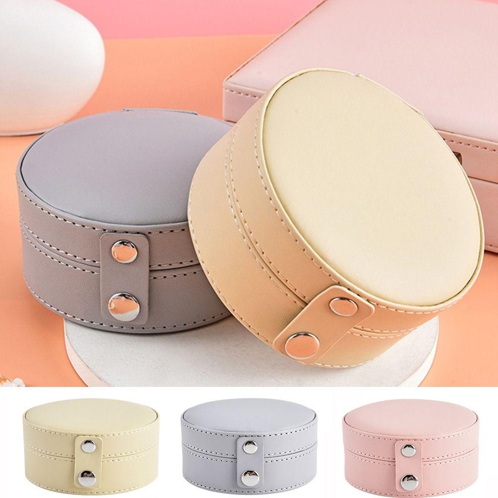 

PU Leather Mini Jewelry Storage Box Large Capacity Earrings Necklace Storage Case Travel