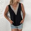 2023 Summer Contrast Stitching Women Tank Tops O Neck Sleeveless Shirt Women's Top Elegant Clothes Summer Loose Women's Vest