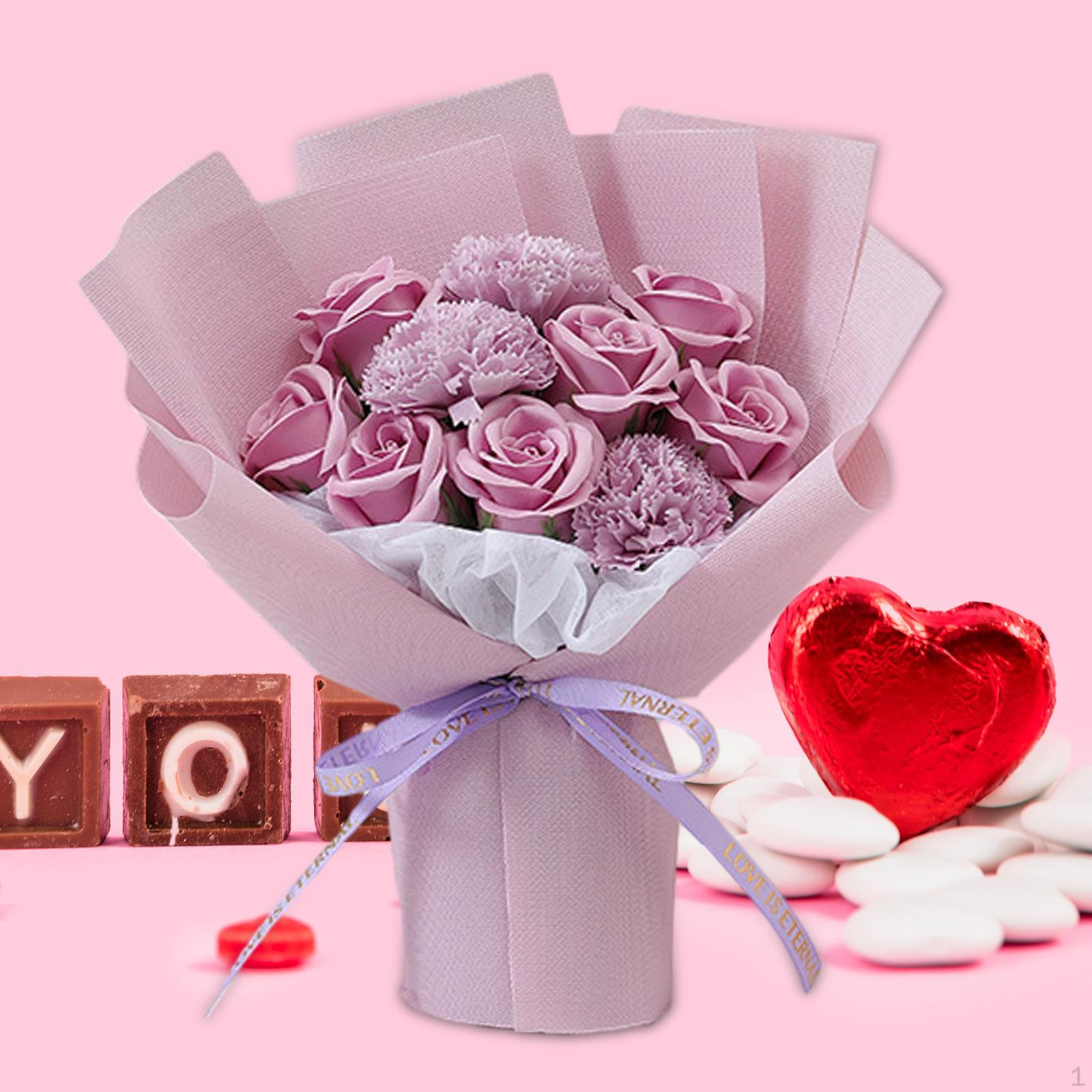 

Artificial Rose Bouquets Soap Flower Arrangement for Valentine s Day And Weddings Фіолетовий