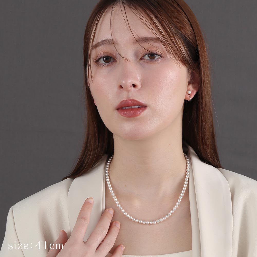 [VOTRE COUTURE] Baby Pearl Necklace and Earrings Set, 5mm, Grand Premium Pearls, White, Silver, Gold, 10-Year Brand Warranty (Brass Earrings