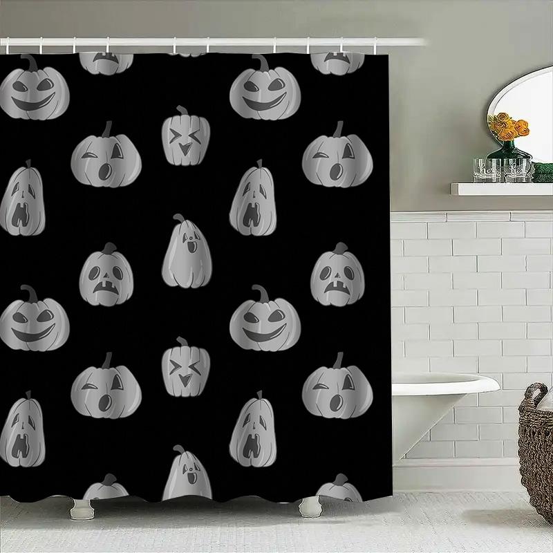 

1Pchalloween Pumpkin Pattern Shower Curtain Cute Spooky Fall Decor For Bathroom Kids Baby Room W60H190(CM)-1 Pcs